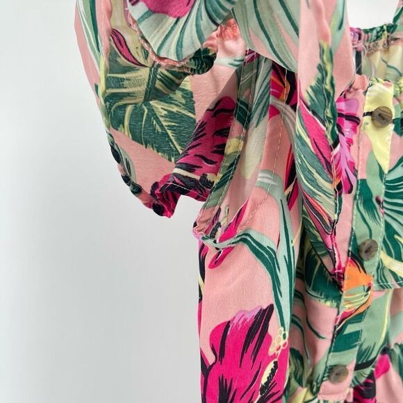 RMLA Girls Pink Tropical Floral Off Shoulder With Straps Maxi Dress Size 10 - Picture 7 of 13